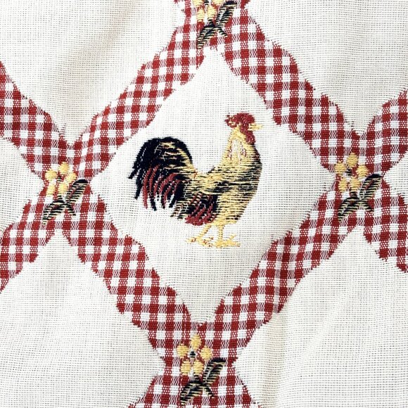 Fabric Mill Creek Embroidered Rooster Gingham Trellis Multiuse Remnant NWOT - Picture 1 of 9